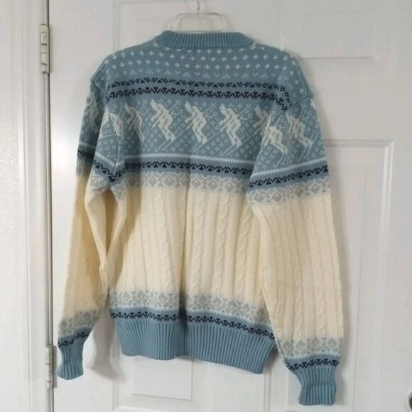 Vintage Anderson Little Knit Sweater XL Acrylic Fairy Isles Skier Light Blue - Picture 5 of 6